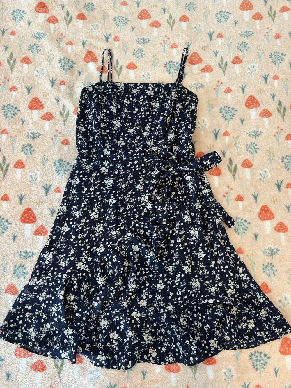Altar'd State Navy and White Smocked Floral Top